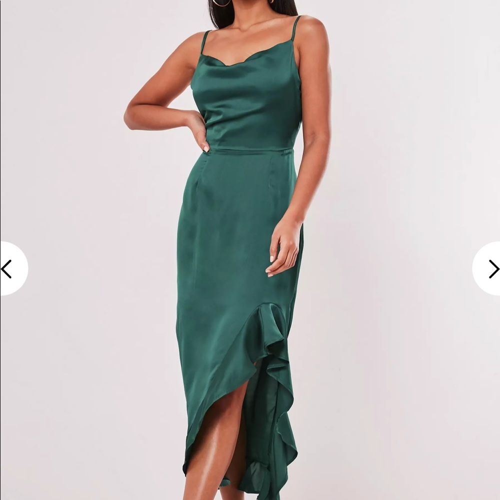 NWT - Missguided green slip midi dress